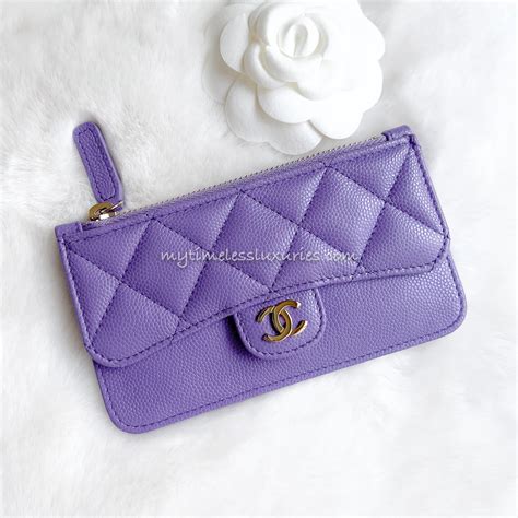 chanel card holder purple|chanel card holder zip around.